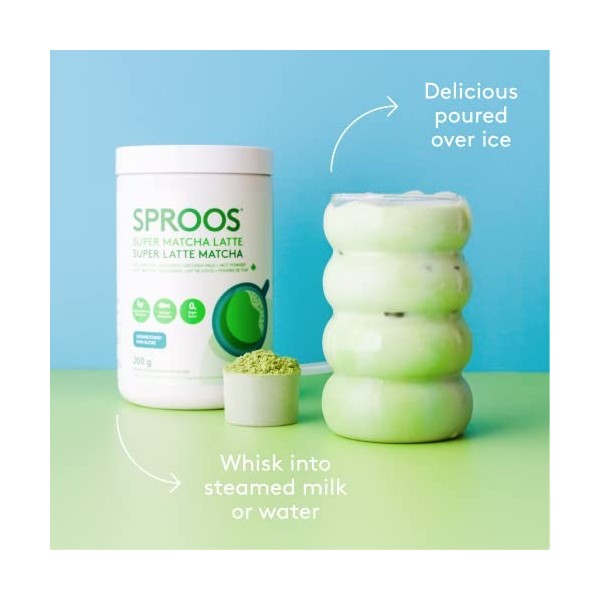 SPROOS - Super Matcha Latte - Collagène à Boire - Matcha, Lait de Coco, Poudre TCM - Antioxydant - Améliore Peau, Cheveux et 