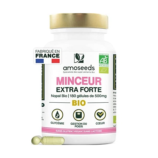 Minceur BIO Extra Forte | Nopal Bio Puissant | 180 Gélules Vegan | Qualité Supérieure