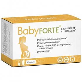 BabyFORTE® Vitamine Grossesse & Allaitement Complément - vegan - 60 Capsule + 17 Nutrienti + Omega 3 dha epa algue
