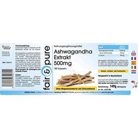 Fair & Pure® - Ashwagandha 500mg - extra fort - standardisé à 5% withanolide - végan - extrait de Ginseng Indien Withania So
