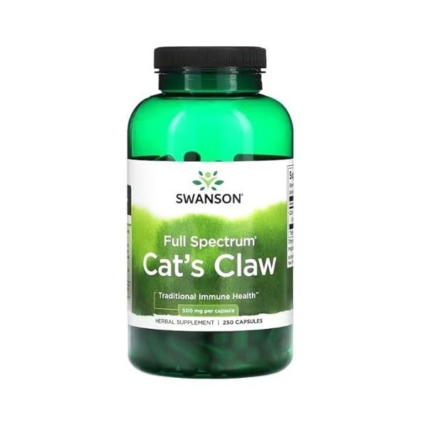 Swanson Griffe de Chat Uncaria tomentosa 500mg - 250 Capsules | Complément Puissant pour le Système Immunitaire et la Santé