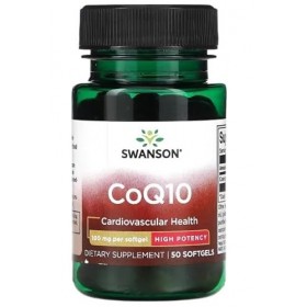 Swanson CoQ10 Coenzyme Q10 100mg - 50 Gélules Molles | Supplément Haute Absorption pour la Santé Cardiaque et Énergétique