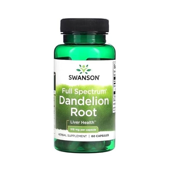 Swanson Racine de Pissenlit 515mg - 60 capsules | Complément alimentaire naturel pour la digestion et la détoxification