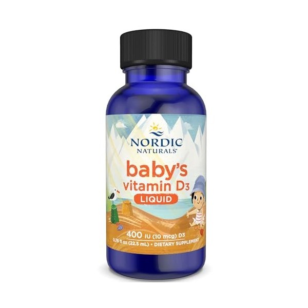 Nordic Naturals, Babys Vitamin D3, 400IU, Cholécalciférol de Lanoline, Vitamine D en Gouttes, 22ml, Testé en Laboratoire, Sa