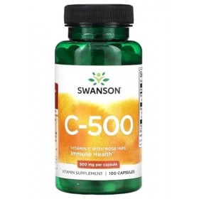 Swanson Vitamine C avec Cynorrhodon 500mg - 100 comprimés | Renforcement Immunitaire et Antioxydant Naturel, Soutien pour la 