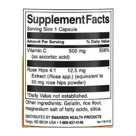 Swanson Vitamine C avec Cynorrhodon 500mg - 100 comprimés | Renforcement Immunitaire et Antioxydant Naturel, Soutien pour la 