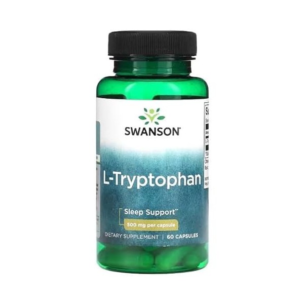 Swanson L-Tryptophan 500mg - 60 caps | Capsules pour Sommeil et Humeur, Complément Naturel pour Détente et Bien-être