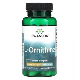 Swanson L-Ornithine 500mg - 60 Vcaps | Supplément pour la Détoxification et la Performance - Formule de Qualité Supérieure