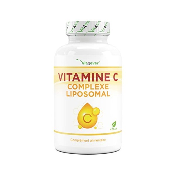 Vitamine C liposomale - 240 gélules végétaliennes - Premium : hautement dosé avec 1000mg de vitamine pure par jour - biodispo