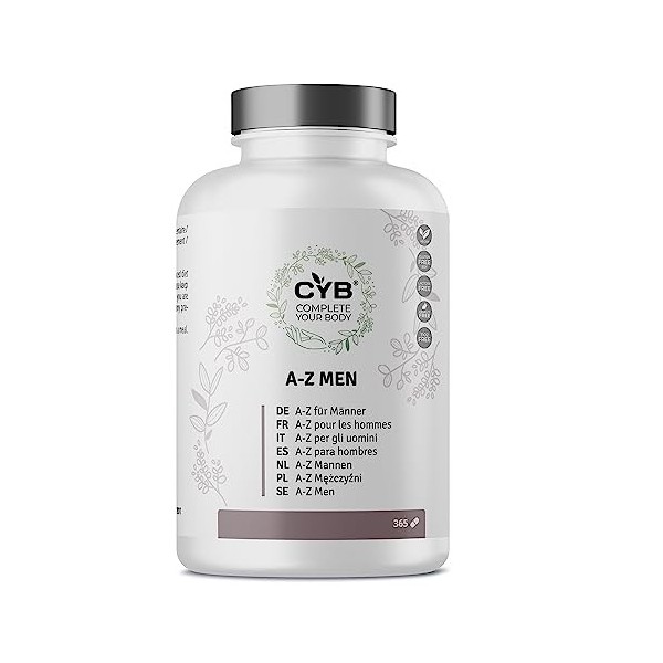 CYB | A-Z Men 365 Comprimés de Multivitamines pour Hommes - 1 par Jour - Contient de la Vitamine D - Vitamine C - Magnésium -