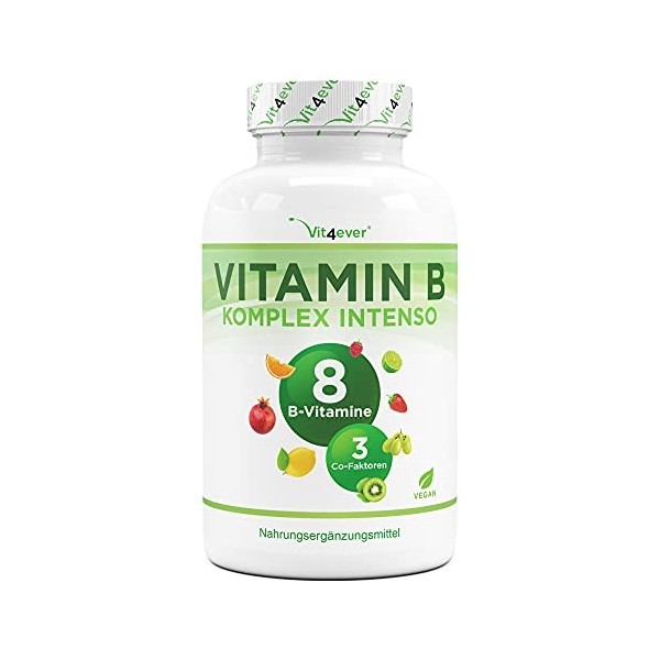 Vitamin B Complex Intenso - 180 capsules 6 mois - Premium : Avec des formes de vitamines B bio-actives + co-facteurs - Dosa