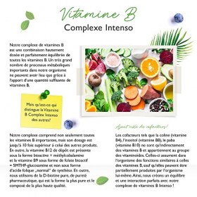 Vitamin B Complex Intenso - 180 capsules 6 mois - Premium : Avec des formes de vitamines B bio-actives + co-facteurs - Dosa