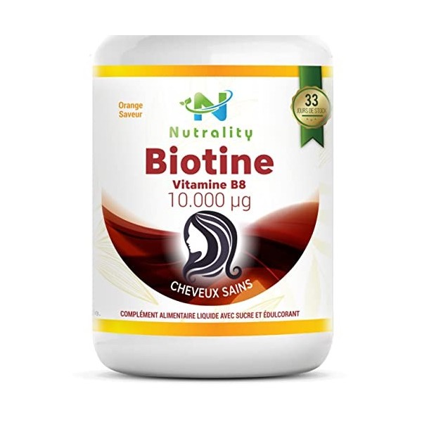 Nutrality Biotine Liquide 10000mcg, 500 Ml, Supplément De Vitamine B7 Extra Fort Pour Les Cheveux, La Peau Et Les Ongles, 3x 