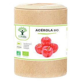 Acerola Bio - Bioptimal - Complément Alimentaire - Extrait dAcérola en Gélule - 17% de Vitamine C Biodisponible - Anti-Fatig
