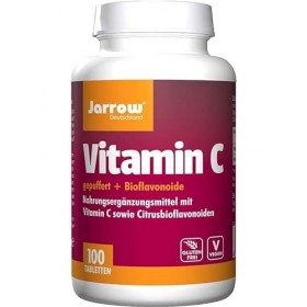 Jarrow Formulas, Buffered Vitamin C, 500mg, avec Bioflavonoïdes, 100 Comprimés végétaliens, Testé en Laboratoire, Sans Gluten