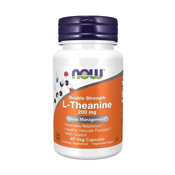 Now Foods, L-Theanine, 200mg, 60 capsules végétaliennes, acide aminé