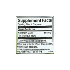 Swanson Baie dAubépine 565mg - 250 Capsules | Supplément Cardiovasculaire Naturel et Soutien Circulatoire