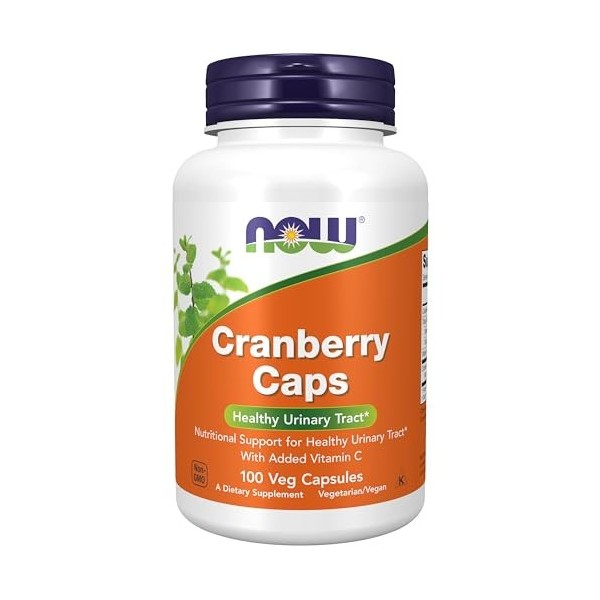 Now Foods, Cranberry Caps, Cranberry avec Vitamine C, Haute Dosé, 100 Capsules végétaliennes, Testé en Laboratoire, Végétarie