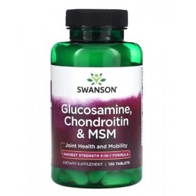 Swanson Glucosamine, Chondroïtine & MSM 750mg - 120 Comprimés | Supplément Avancé pour la Santé des Articulations et Mobilité