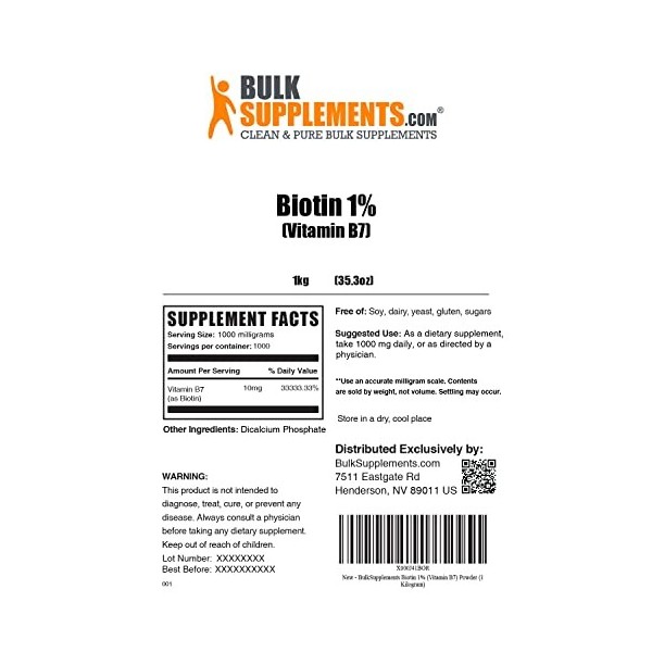 BULKSUPPLEMENTS.COM Vitamin B7 Biotin - 1KG