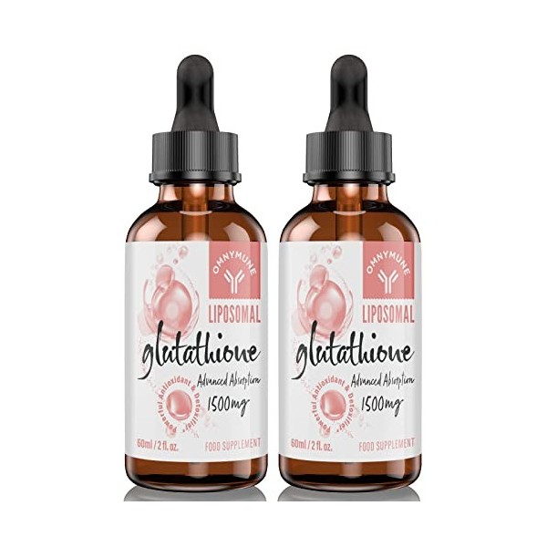 Glutathion liposomal 1500 mg, liquide de glutathion oral avec vitamine C, supplément dantioxydants à haute absorption 2 