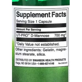Swanson D-Mannose 700mg - 60 Capsules | Supplément Naturel pour Santé Urinaire et Prévention des Infections