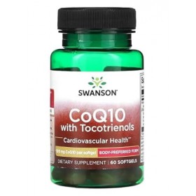 Swanson CoQ10 100mg avec Tocotriénols 10mg - 60 Gélules Molles | Supplément Haute Absorption pour la Santé Cardiaque et Énerg