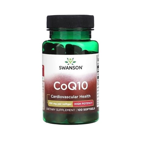 Swanson CoQ10 Coenzyme Q10 100mg - 100 Gélules Molles | Supplément Haute Absorption pour la Santé Cardiaque et Énergétique