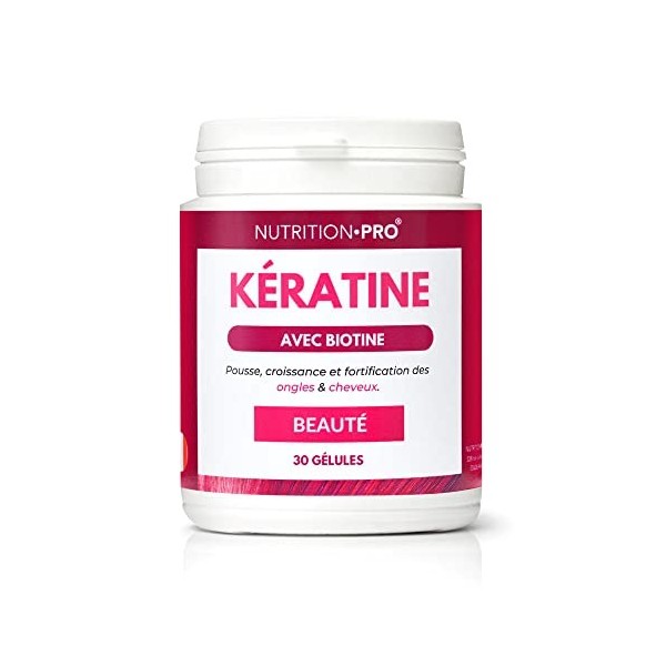 Kératine • biotine - 30 gélules | Kératine brevétée & biotine hautement disponible | Peau, cheveux & ongles | 100% naturel | 