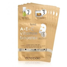etre belle Energy A+E+C 3 Step Masque – Le A+E+C Vitamine Booster en trois étapes simples dutilisation.