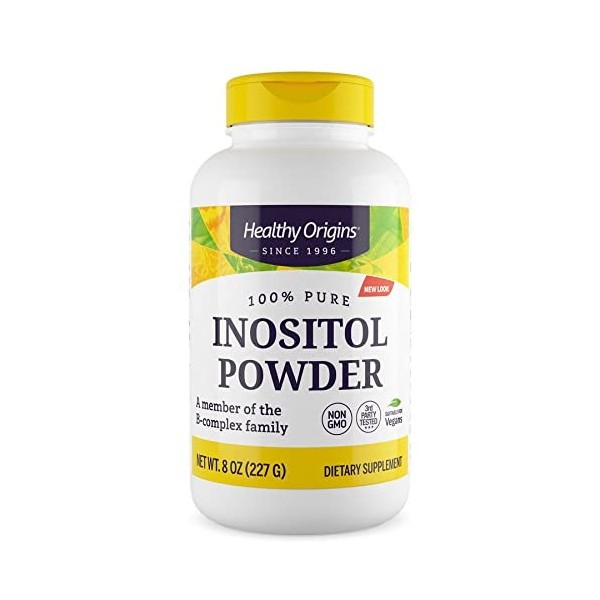 Healthy Origins, Inositol Powder, 600 mg, 227 g Poudre végétalienne, Testé en Laboratoire, Vitamine B8, Sans Gluten, Sans Soj