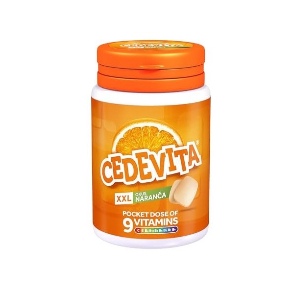 Cedevita Multivitamines Bonbons sains et sucrés avec 9 vitamines essentielles à saveur de pot dorange - Une poche pleine de 