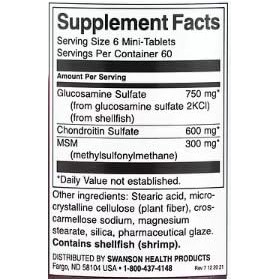Swanson Glucosamine & Chondroitin avec MSM - 360 mini-comprimés | Pour les articulations et la mobilité