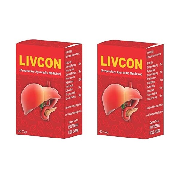 CROV Ayurvedashram Livcon Capsule 60 capsules par paquet lot de 2 