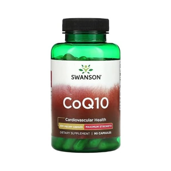 Swanson CoQ10 Coenzyme Q10 200mg - 90 Capsules | Supplément Haute Absorption pour la Santé Cardiaque et Énergétique