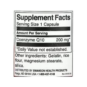 Swanson CoQ10 Coenzyme Q10 200mg - 90 Capsules | Supplément Haute Absorption pour la Santé Cardiaque et Énergétique