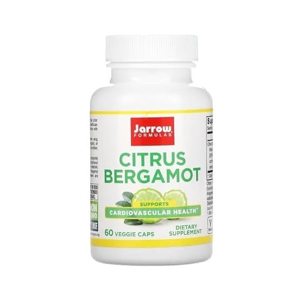 Jarrow Citrus Bergamot 500mg - 60 vcaps - Soutien Cardiovasculaire & Antioxydant Naturel - Complément Alimentaire de Haute Qu