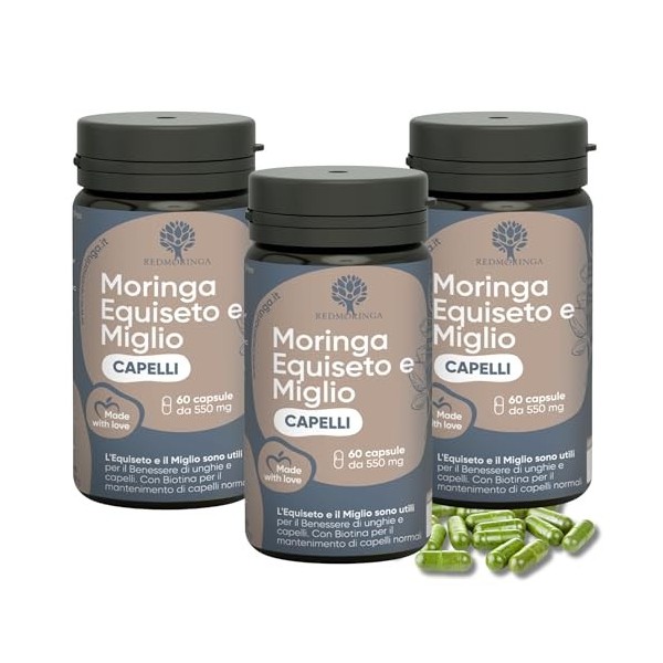 RedMoringa Anti Chute Cheveux Femme Homme - Biotine, Moringa BIO, Vitamines, Equisetum, Millet pour Pousse Rapide | Fortifica