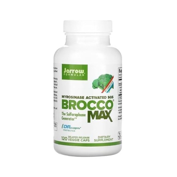 Jarrow BroccoMax - 120 Gélules Végétales - Riche en Sulforaphane & Glucosinolate - Complément Alimentaire Brocoli