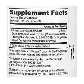 Jarrow BroccoMax - 120 Gélules Végétales - Riche en Sulforaphane & Glucosinolate - Complément Alimentaire Brocoli
