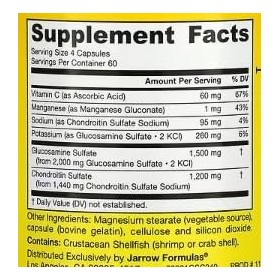 Jarrow Glucosamine + Chondroïtine - 240 caps - Soutien Articulaire Avancé & Santé du Cartilage - Formule Haute Efficacité pou