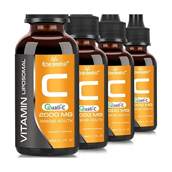 Vitamine C liposomale 2000 mg x 60 ml avec vitamine C Quali®-C, biodisponibilité la plus élevée, booster du système immunitai