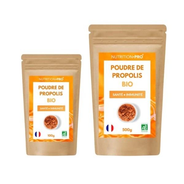 Propolis bio en poudre | Certifiée pure et naturelle | Santé/immunité | Bio/Ecocert | Fabriquée en France | Nutrition pro 10