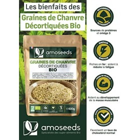 Graines de Chanvre Décortiquées Bio 500G | Origine EU, Protéines végétales, Anti-fatigue | Qualité Supérieure