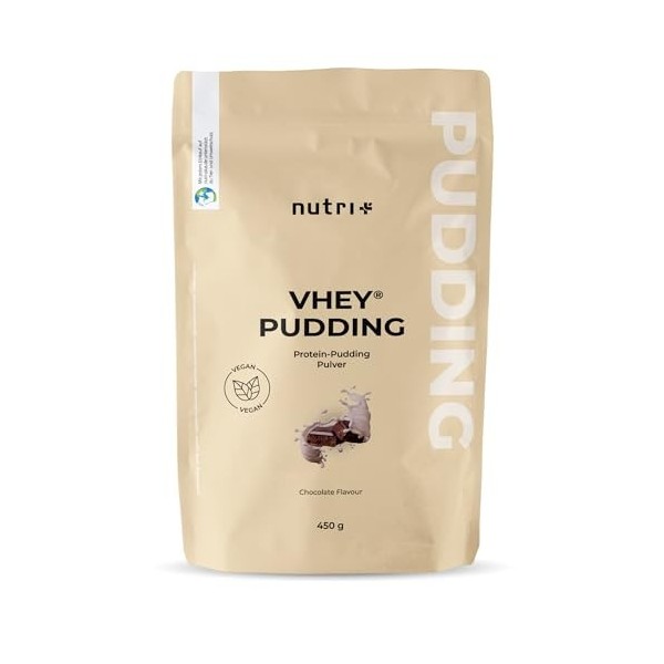 Protein Pudding Chocolat Végétalien 450 g - 24 g de protéines par portion - seulement 106 calories - Dessert minceur - Pauvre