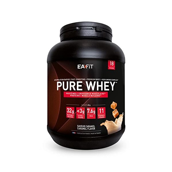 EAFIT Pure Whey - Double Chocolat 360g - Croissance Musculaire - Protéines de Whey - Assimilation Rapide - Acides Aminés et d