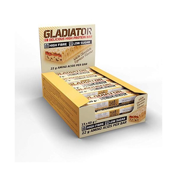 Olimp Sport Nutrition Gladiator High Protein barre Chocolat Blanc Expresso