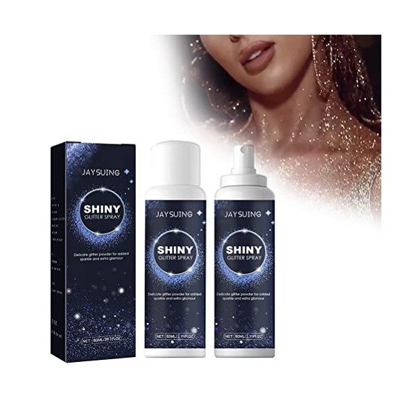 Tianbi Spray à paillettes brillantes pour cheveux et corps, 60 ml, laque à cheveux scintillante pour femme, surligneur poudre