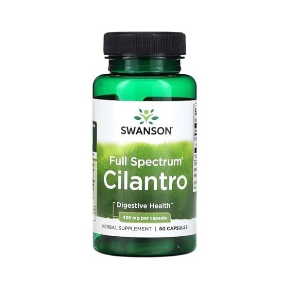 Swanson Coriandre Spectre Complet, 425mg - 60 capsules | Complément alimentaire naturel pour la digestion et la detoxificatio