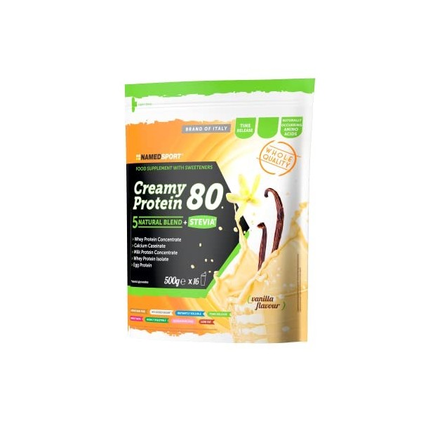 NAMEDSPORT Creamy Protein 80 Vanilla Delice 500 g - Mélange à base de 5 sources naturelles de protéines à différents taux da